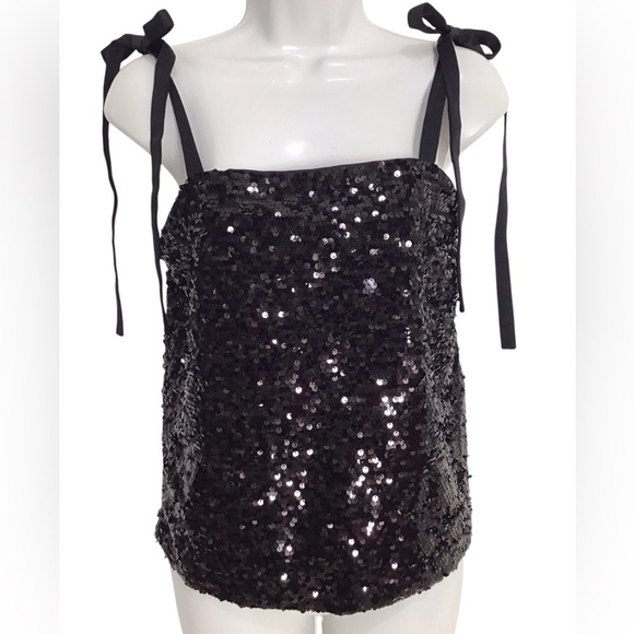A/X Armani Exchange Black Sequin Sleeveless Blouse Size Small - Picture 1 of 7